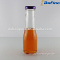 Hot sale cheap clear 250ml glass beverage bottle with metal lug cap wholesale for fruit juice